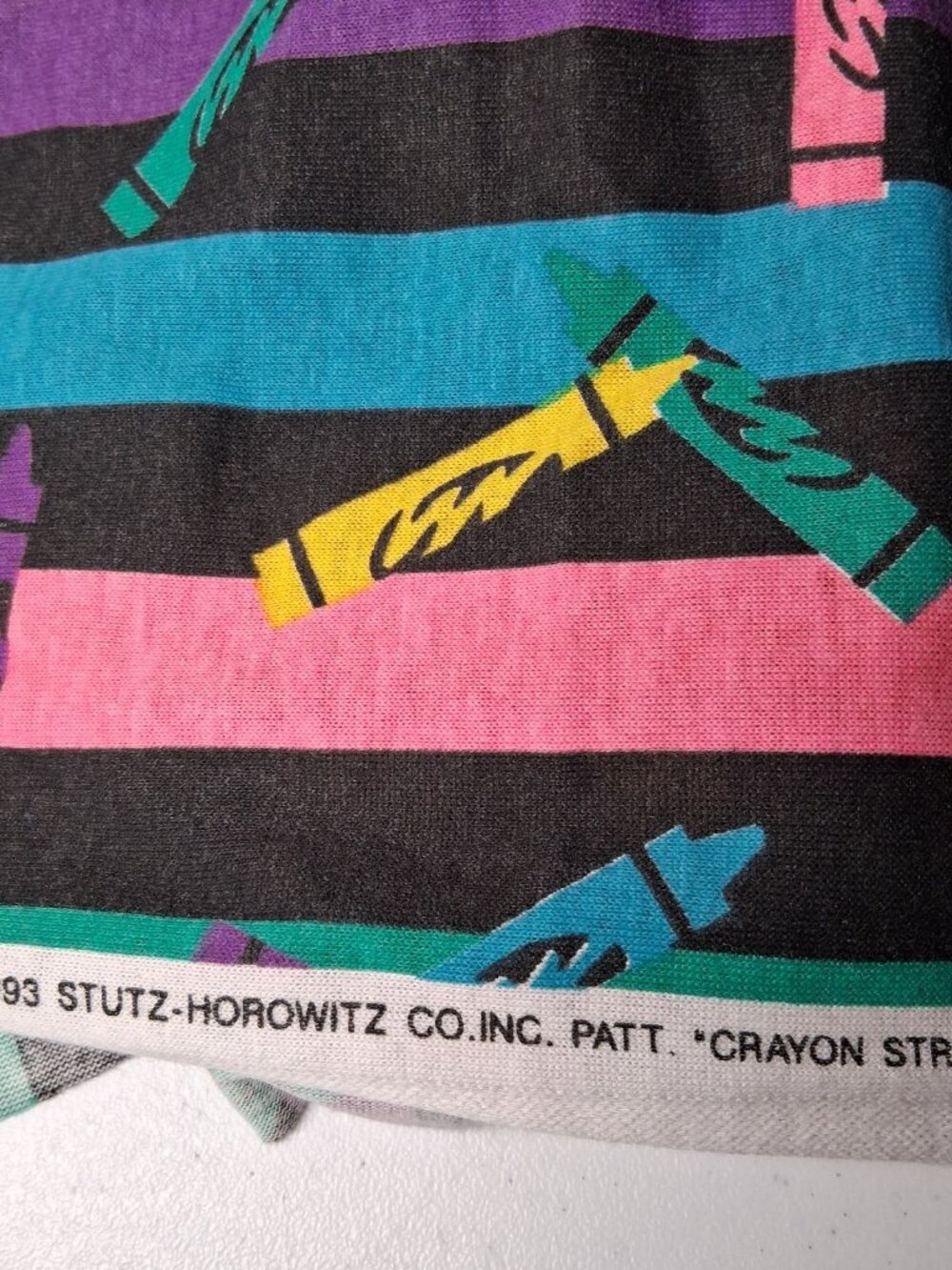 Vintage 90s Crayon Stripe Sewing Fabric Material Knit Stutz Horowitz Sew 55x61" - Picture 9 of 16
